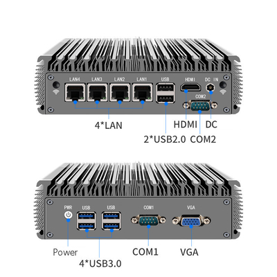 Αγορά βιομηχανικός mini pc χωρίς ανεμιστήρα 4 lan RJ45 Giga Quad core J4125 core i3 i5 i7 Fanless Industrial mini pc computer online manufacture